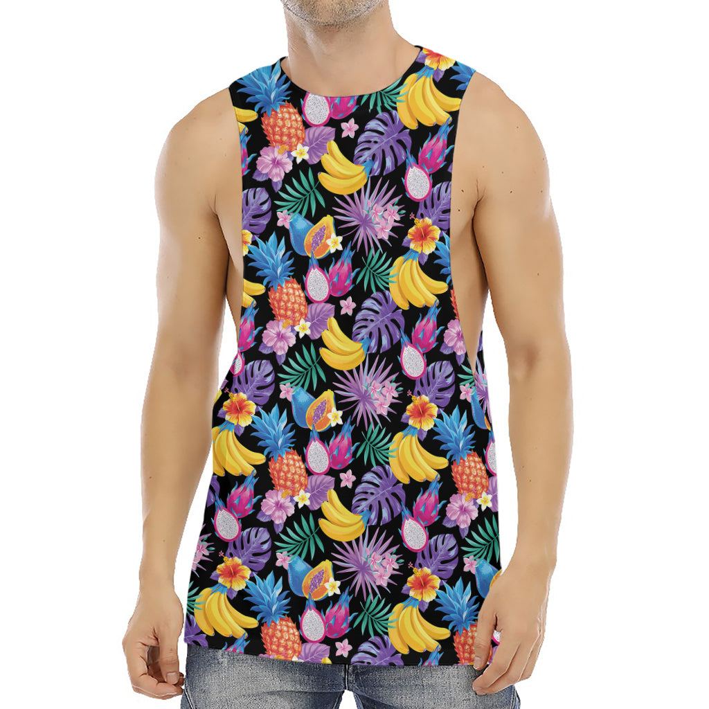 Tropical Palm And Hawaiian Fruits Print Men's Muscle Tank Top