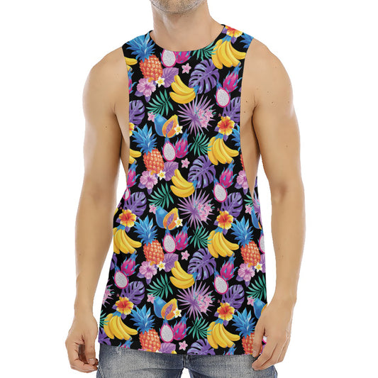 Tropical Palm And Hawaiian Fruits Print Men's Muscle Tank Top