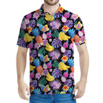 Tropical Palm And Hawaiian Fruits Print Men's Polo Shirt