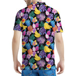 Tropical Palm And Hawaiian Fruits Print Men's Polo Shirt