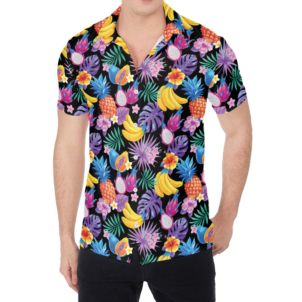 Tropical Palm And Hawaiian Fruits Print Men's Shirt