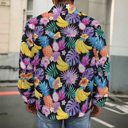 Tropical Palm And Hawaiian Fruits Print Men's Shirt Jacket