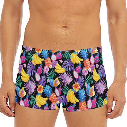 Tropical Palm And Hawaiian Fruits Print Men's Short Boxer Briefs
