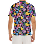 Tropical Palm And Hawaiian Fruits Print Men's Short Sleeve Rash Guard