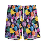 Tropical Palm And Hawaiian Fruits Print Men's Sports Shorts