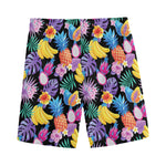 Tropical Palm And Hawaiian Fruits Print Men's Sports Shorts