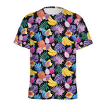 Tropical Palm And Hawaiian Fruits Print Men's Sports T-Shirt