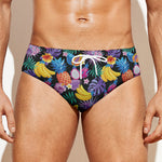 Tropical Palm And Hawaiian Fruits Print Men's Swim Briefs