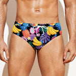 Tropical Palm And Hawaiian Fruits Print Men's Swim Briefs