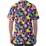 Tropical Palm And Hawaiian Fruits Print Men's Velvet T-Shirt
