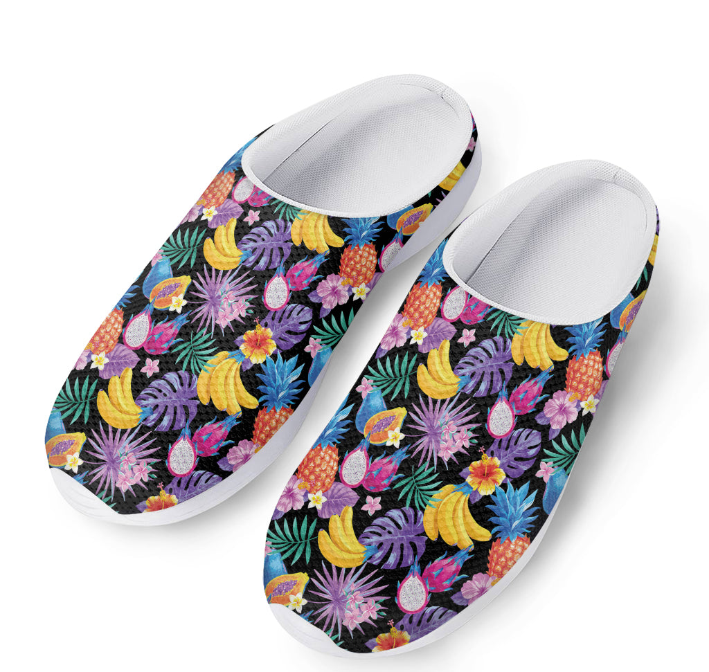 Tropical Palm And Hawaiian Fruits Print Mesh Casual Shoes