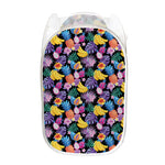 Tropical Palm And Hawaiian Fruits Print Mesh Laundry Hamper