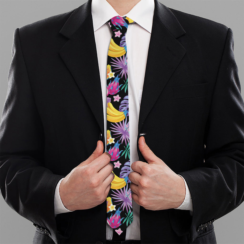 Tropical Palm And Hawaiian Fruits Print Necktie
