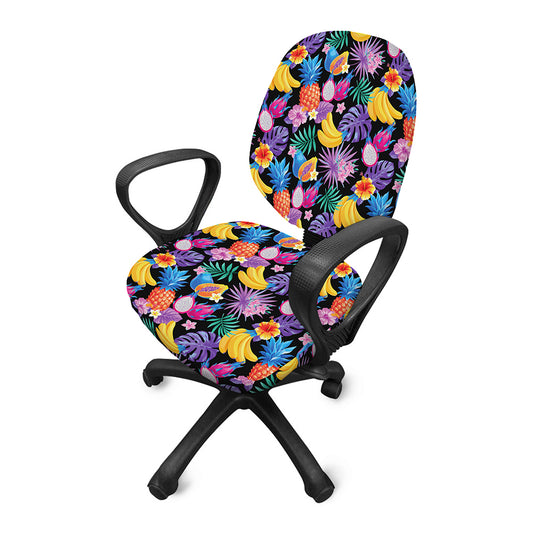 Tropical Palm And Hawaiian Fruits Print Office Chair Cover