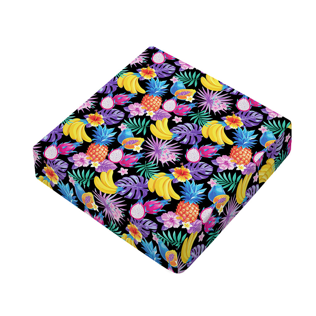 Tropical Palm And Hawaiian Fruits Print Outdoor Seat Cushion Cover