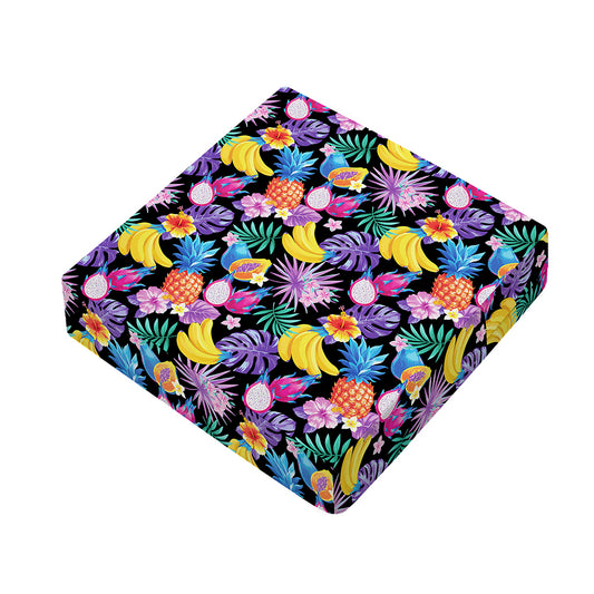Tropical Palm And Hawaiian Fruits Print Outdoor Seat Cushion Cover