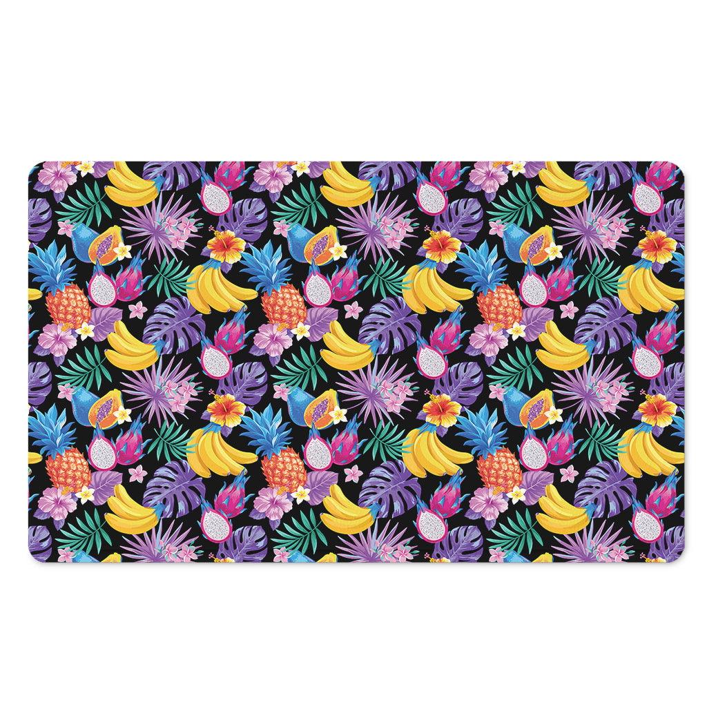 Tropical Palm And Hawaiian Fruits Print Polyester Doormat