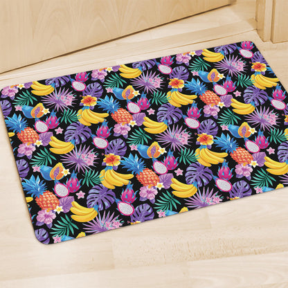 Tropical Palm And Hawaiian Fruits Print Polyester Doormat
