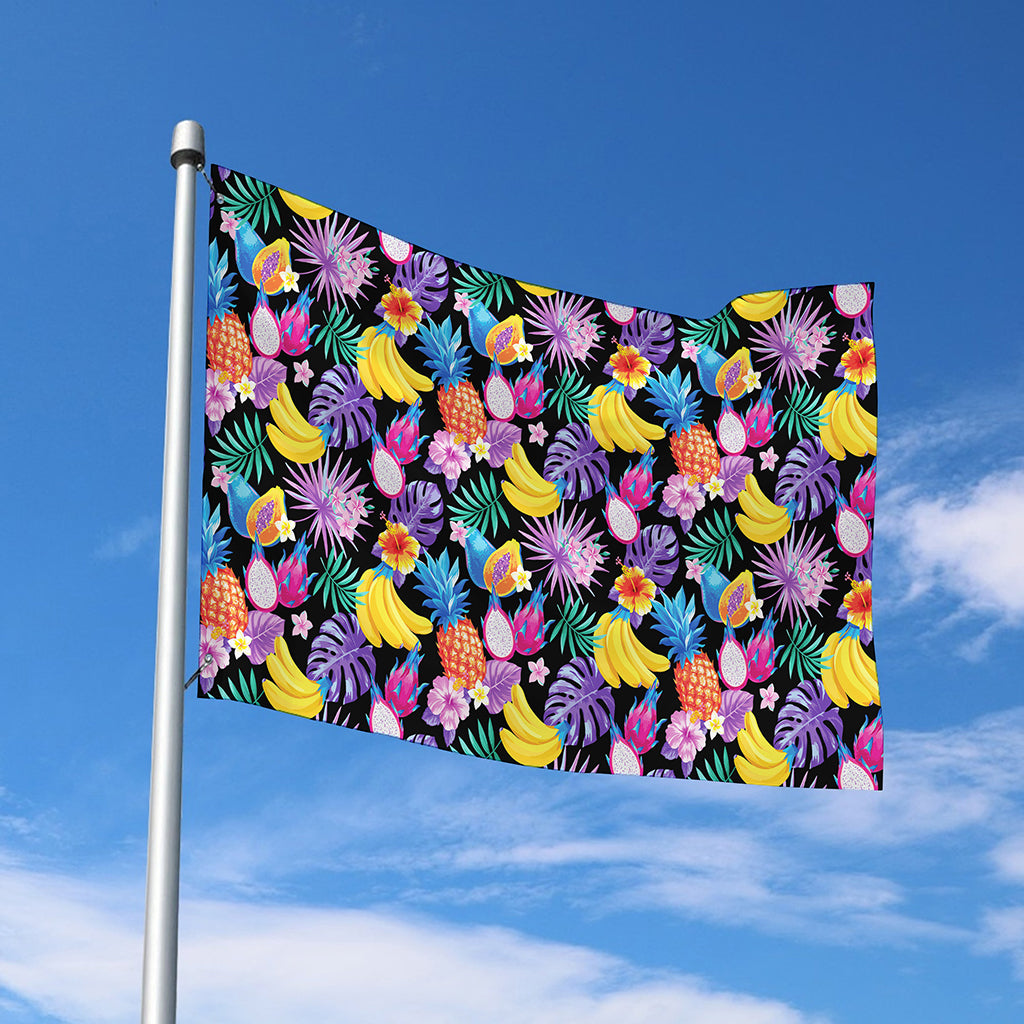 Tropical Palm And Hawaiian Fruits Print Polyester Flag