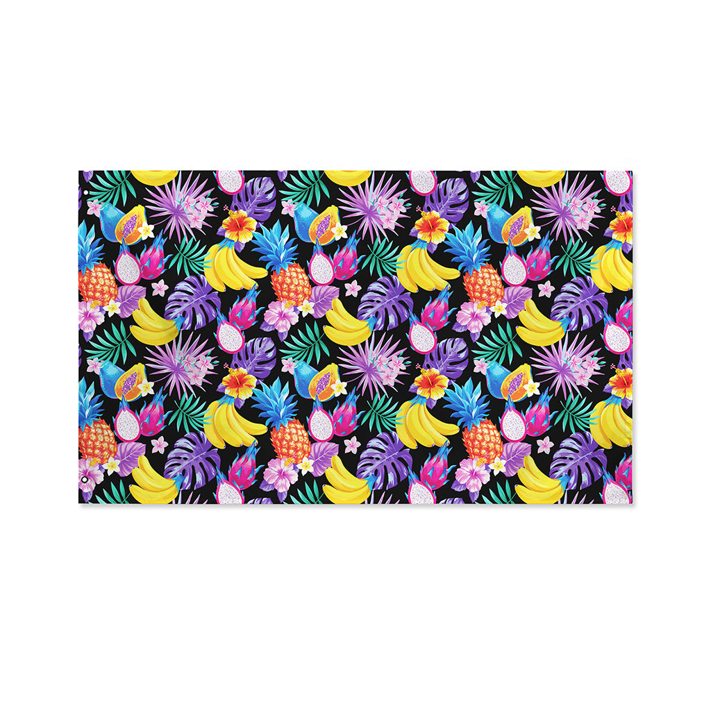 Tropical Palm And Hawaiian Fruits Print Polyester Flag