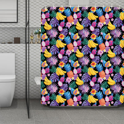 Tropical Palm And Hawaiian Fruits Print Polyester Shower Curtain