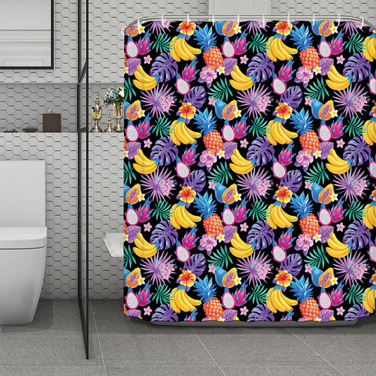 Tropical Palm And Hawaiian Fruits Print Polyester Shower Curtain