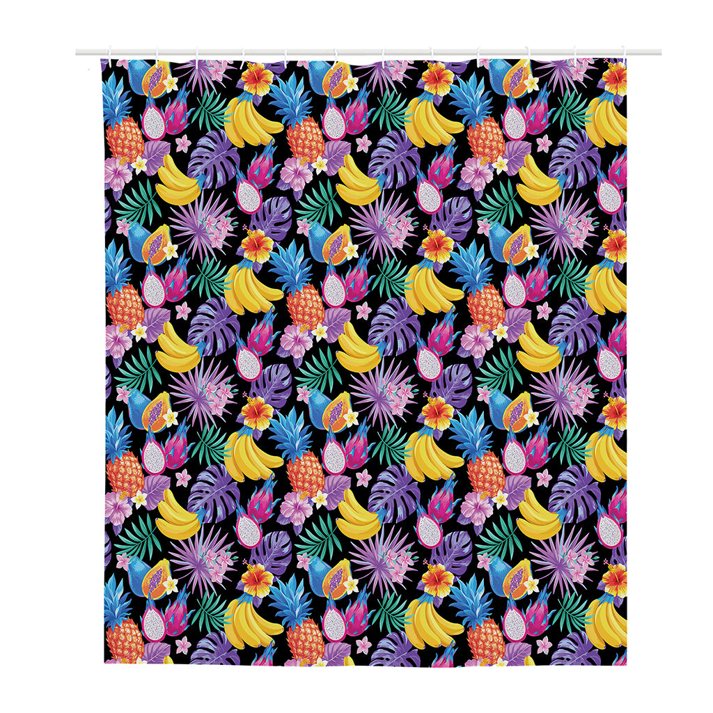 Tropical Palm And Hawaiian Fruits Print Polyester Shower Curtain