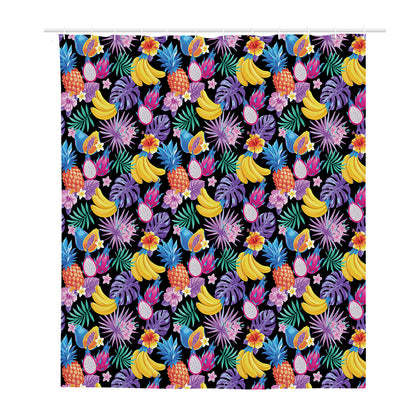 Tropical Palm And Hawaiian Fruits Print Polyester Shower Curtain