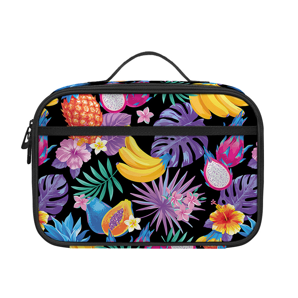 Tropical Palm And Hawaiian Fruits Print Portable Lunch Bag