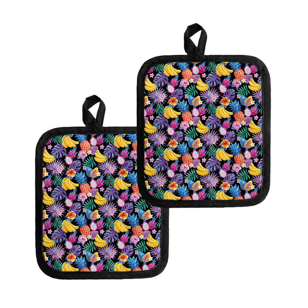 Tropical Palm And Hawaiian Fruits Print Pot Holders