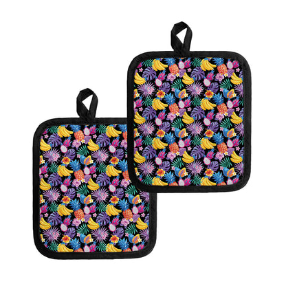 Tropical Palm And Hawaiian Fruits Print Pot Holders