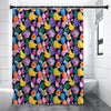 Tropical Palm And Hawaiian Fruits Print Premium Shower Curtain