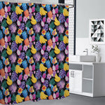 Tropical Palm And Hawaiian Fruits Print Premium Shower Curtain