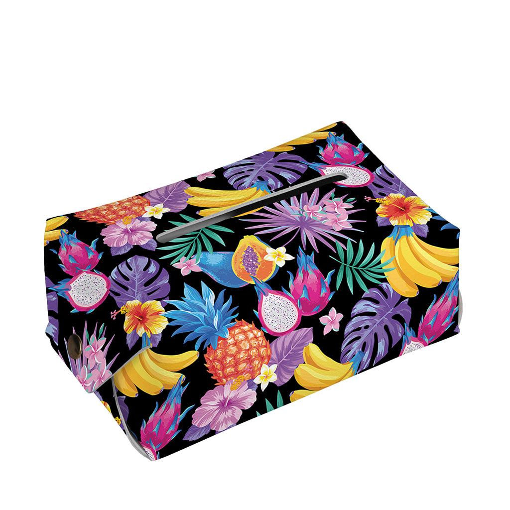 Tropical Palm And Hawaiian Fruits Print Rectangle Tissue Box Cover
