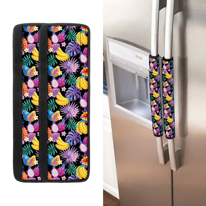 Tropical Palm And Hawaiian Fruits Print Refrigerator Handle Covers