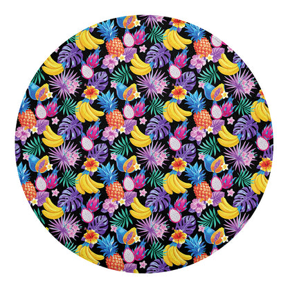 Tropical Palm And Hawaiian Fruits Print Round Blanket