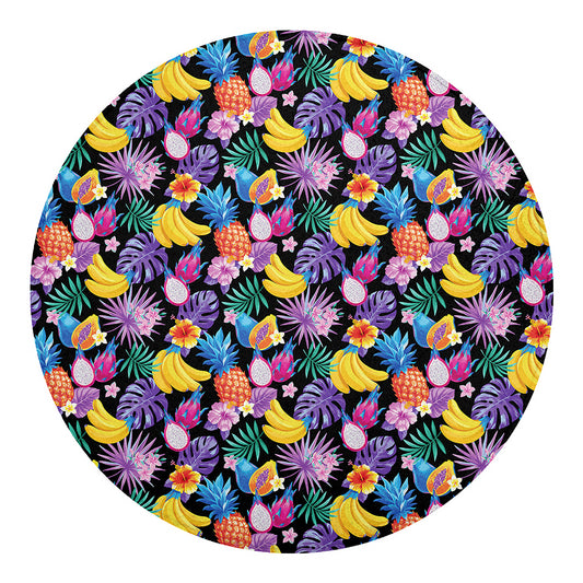 Tropical Palm And Hawaiian Fruits Print Round Blanket