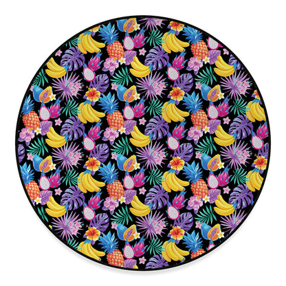 Tropical Palm And Hawaiian Fruits Print Round Floor Mat