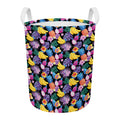 Tropical Palm And Hawaiian Fruits Print Round Laundry Basket