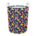 Tropical Palm And Hawaiian Fruits Print Round Laundry Basket
