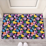 Tropical Palm And Hawaiian Fruits Print Rubber Doormat