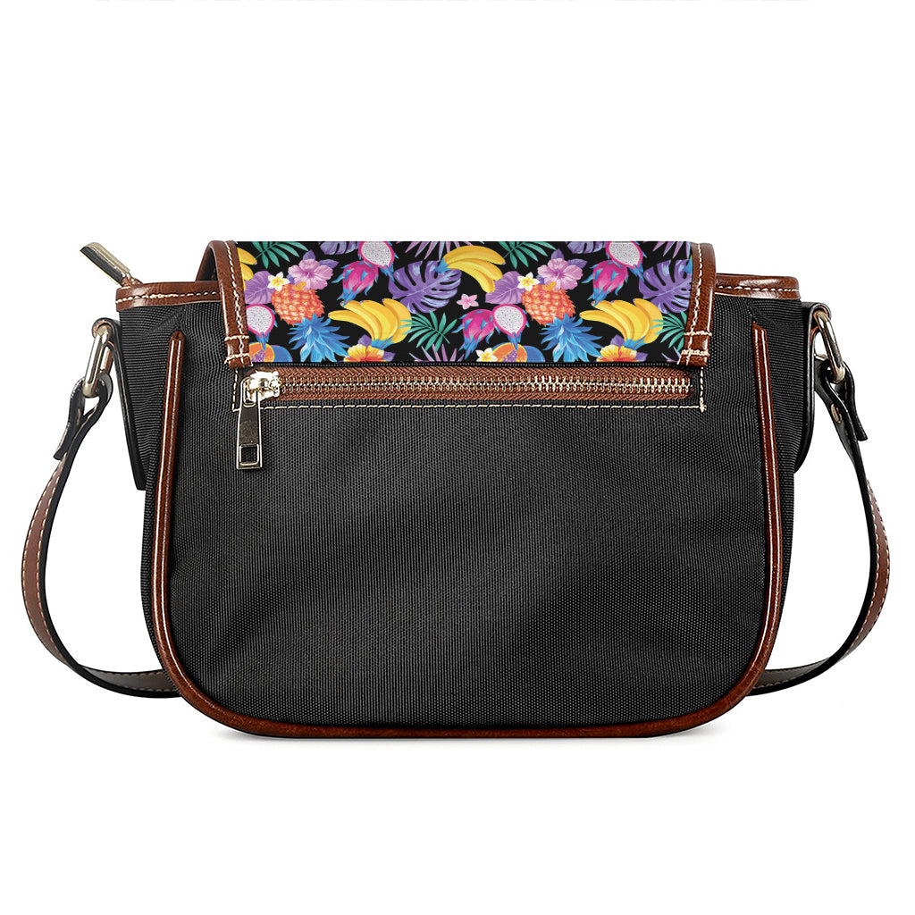 Tropical Palm And Hawaiian Fruits Print Saddle Bag