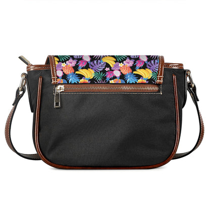 Tropical Palm And Hawaiian Fruits Print Saddle Bag
