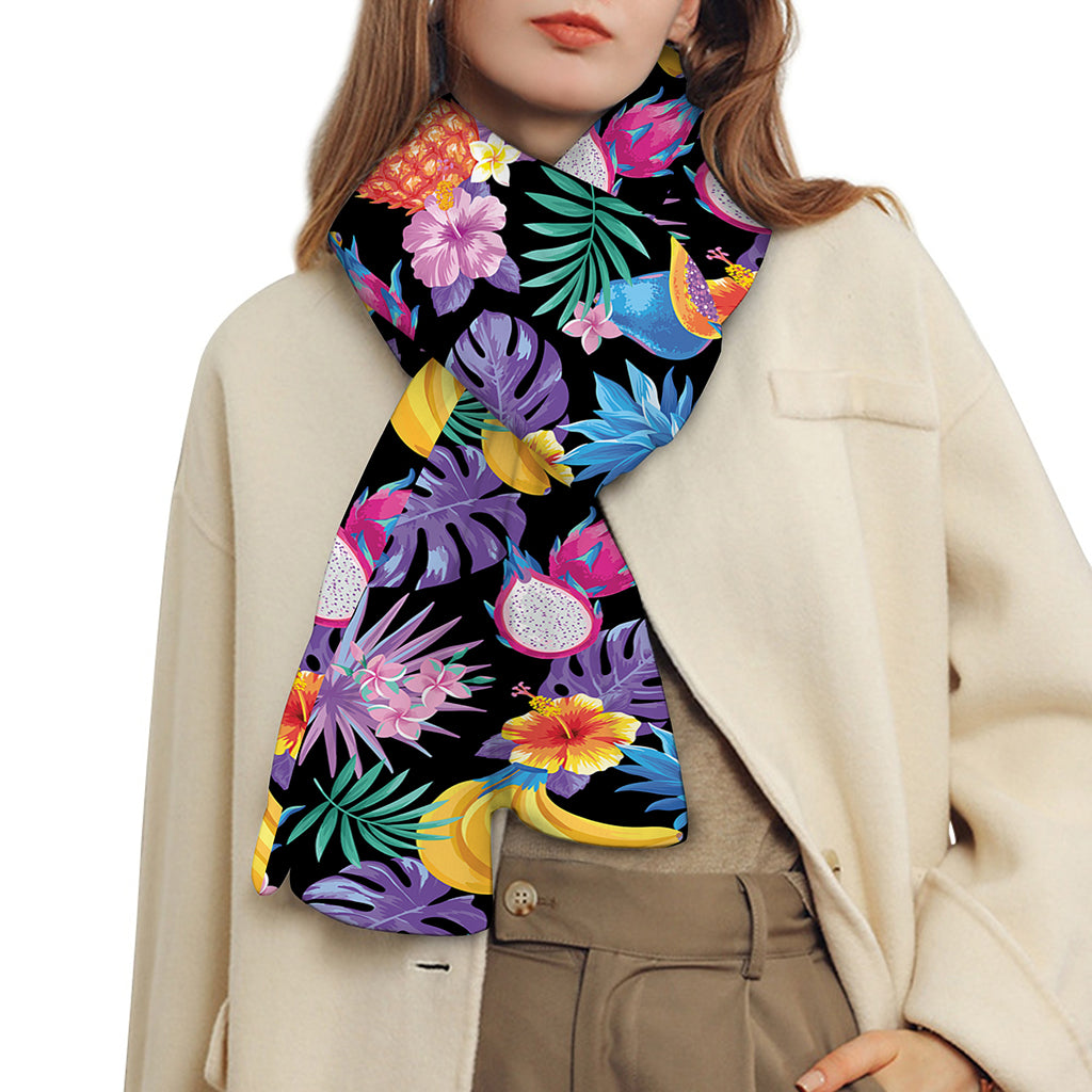 Tropical Palm And Hawaiian Fruits Print Scarf