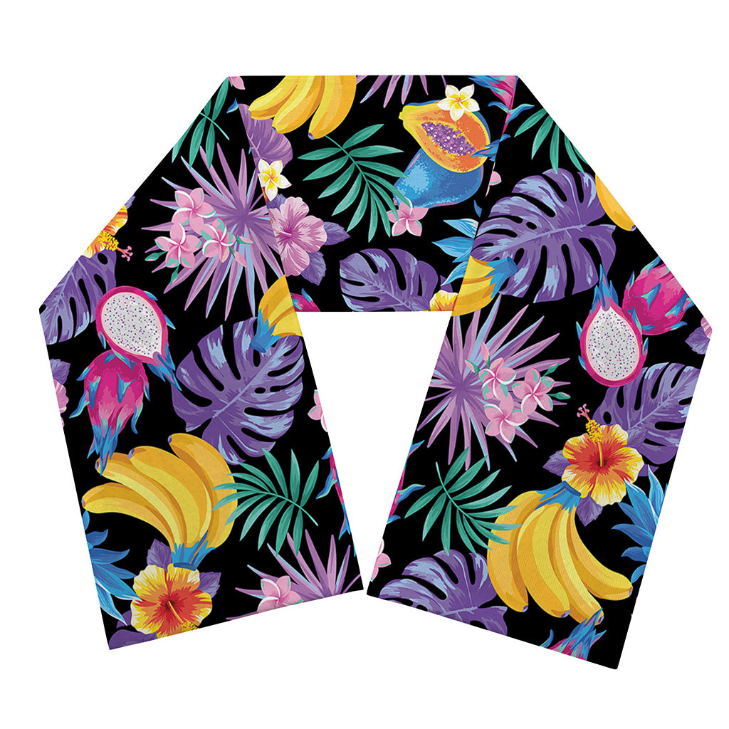 Tropical Palm And Hawaiian Fruits Print Scarf