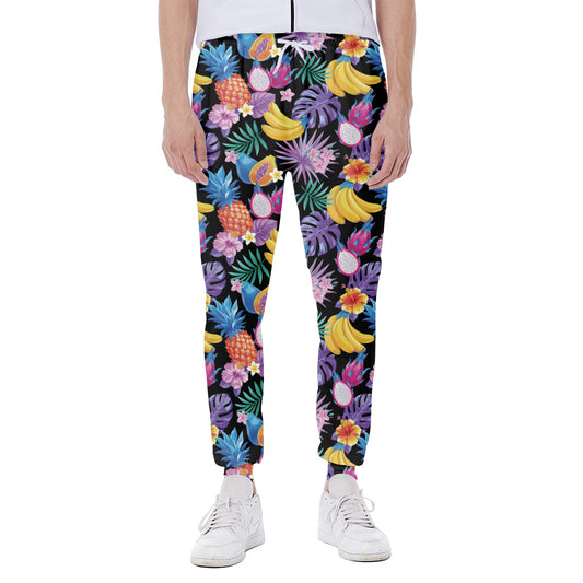 Tropical Palm And Hawaiian Fruits Print Scuba Joggers