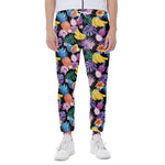 Tropical Palm And Hawaiian Fruits Print Scuba Joggers