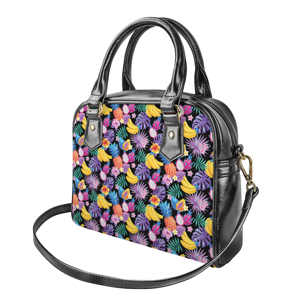 Tropical Palm And Hawaiian Fruits Print Shoulder Handbag