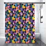 Tropical Palm And Hawaiian Fruits Print Shower Curtain