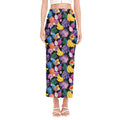 Tropical Palm And Hawaiian Fruits Print Side Slit Maxi Skirt